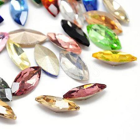 Glass Pointed Back Rhinestone Cabochons RGLA-A011-17x32mm-M-1