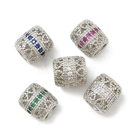 Brass Micro Pave Cubic Zirconia European Beads KK-P297-05P-1