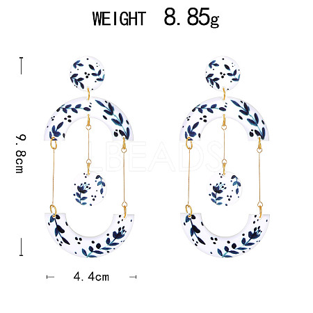 Acrylic Dangle Stud Earrings WG668A6-03-1