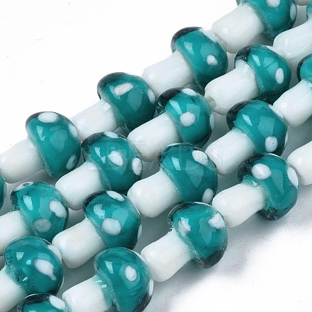Mushroom Handmade Lampwork Beads Strands LAMP-R116-25-1