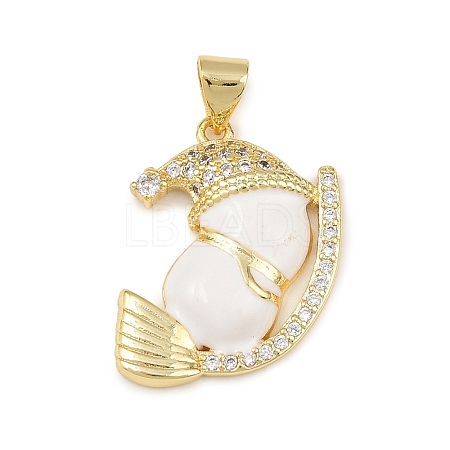 Christmas Brass Micro Pave Cubic Zirconia Enamel Pendants KK-B164-01G-01-1