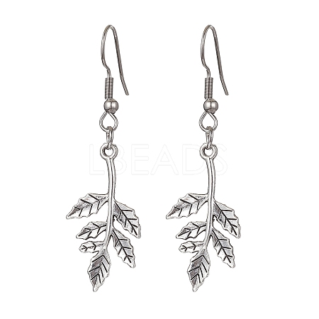 Alloy Leaf Dangle Earrings with 304 Stainless Steel Pins EJEW-JE05510-02-1