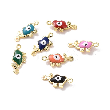 Brass Enamel Connector Charms KK-J302-15G-1