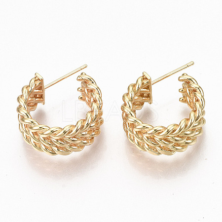 Brass Half Hoop Earrings X-KK-R117-046-NF-1
