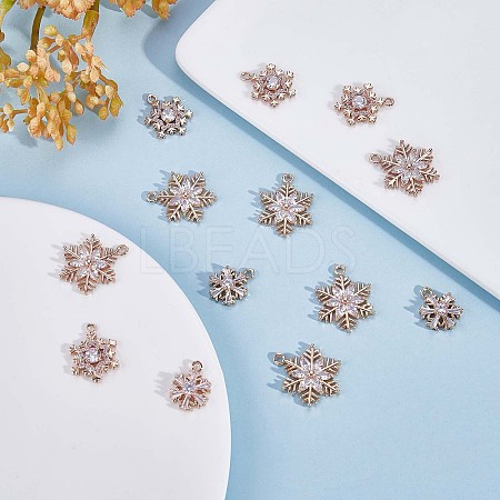 6 Pieces Snowflake Cubic Zirconia Charm Winter Christmas Charm Pendants 18K Gold Plated for Jewelry Necklace Earring Making Crafts JX410A-1