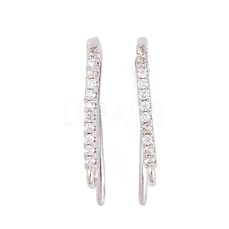 Rack Plating Brass Cubic Zirconia Earring Hooks KK-S374-05P-04-1