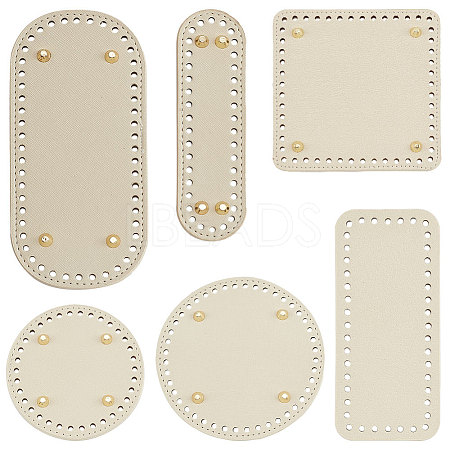   6Pcs 6 Style Flat Round PU Leather Knitting Crochet Bags Nail Bottom Shaper Pad DIY-PH0021-06A-1