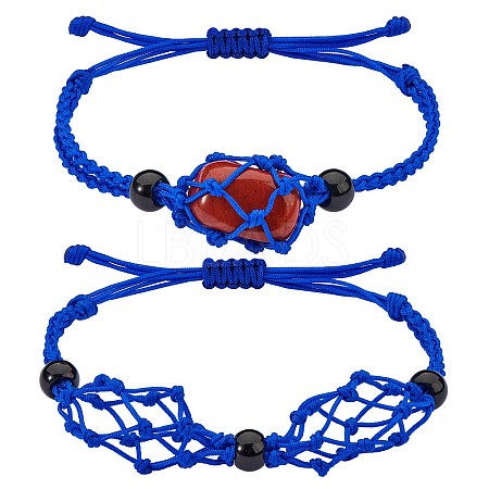 Adjustable Braided Nylon Cord Macrame Pouch Bracelet Making AJEW-SW00013-09-1