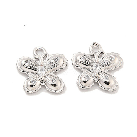 Brass Micro Pave Clear Cubic Zirconia Charms KK-Z044-19P-1