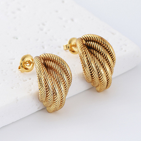 Geometric 304 Stainless Steel Stud Earrings for Women LS-PP5518-1