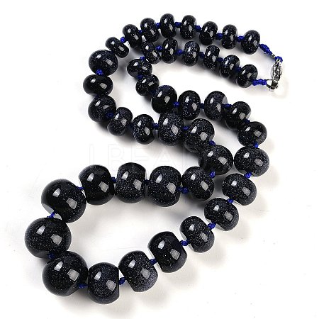 Synthetic Blue Goldstone Rondelle Graduated Beaded Necklaces for Women Men NJEW-K388-02A-1