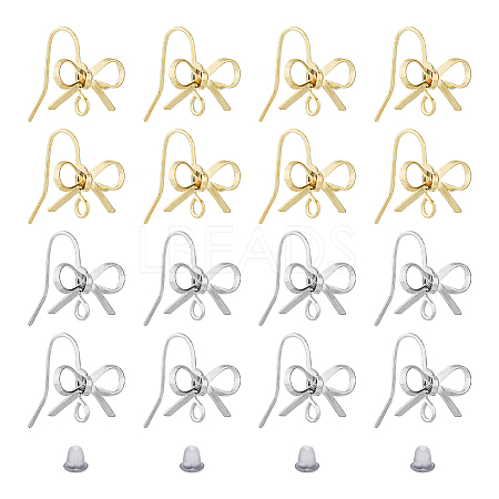 SUPERFINDINGS 24Pcs 2 Color Brass Stud Earring Findings KK-FH0004-78-1