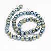 Round Electroplate Natural Quartz Crystal Bead Strands G-L447-08D-2