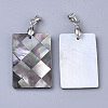 Single-Sided Natural Black Lip Shell and White Shell Pendants SSHEL-N034-32B-2