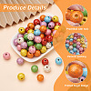 80Pcs 8 Colors Printed  Natural Wood Beads WOOD-FW0001-10-4