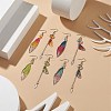 4 Set 4 Color Resin Wing with Feather Asymmetrical Earrings EJEW-TA00175-2