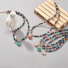 7Pcs 7 Style Natural & Synthetic Mixed Gemstone Teardrop Pendant Necklaces Set NJEW-JN04066-2