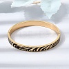 304 Stainless Steel Black Enamel Zebra Skin Print Hinged Cuff Bangles for Women SA-CBAC920-03G-1