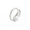 Non-Tarnish 304 Stainless Steel Double Line Open Cuff Ring for Women RJEW-S405-211P-3