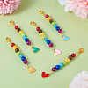 5Pcs 5 Colors Alloy Enamel Heart Pendant Decorations HJEW-TA0001-27-4