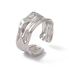304 Stainless Steel Twist Wave Open Cuff Ring for Women RJEW-C045-22P-1