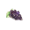 Natural Amethyst Handmade Round Beaded Fruit Pendants PALLOY-MZ00791-02-3