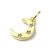 Moon Theme Brass Micro Pave Clear Cubic Zirconia Charms KK-H475-57G-08-2