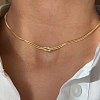 304 Stainless Steel 2-Strand Handmade Knot Snake Chain Necklaces for Couples BU0455-1-2