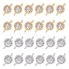 SUPERFINDINGS 24Pcs 2 Colors Flower Brass Micro Pave Cubic Zirconia Links ZIRC-FH0001-49-1