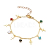 Brass Enamel Charm Bracelets BJEW-JB05610-1