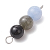 Dyed Natural Malaysia Jade & Black Onyx(Dyed & Heated) & Amethyst & Labradorite & Rose Quartz Round Beaded Connector Charms PALLOY-JF04052-01-5