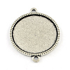 Tibetan Style Alloy Flat Round Cabochon Connector Settings TIBE-Q038-001E-AS-RS-1