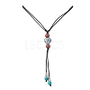 3Pcs 3 Styles Retro Glass & Porcelain & Alloy Snake Adjustable Nylon Cord Y Necklaces for Women NJEW-JN05360-3
