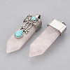 Natural Rose Quartz Pendants X-G-S292-05E-2