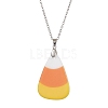 Halloween Acrylic Candy Corn Pendant Necklaces NJEW-JN04888-2