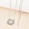 Brass Pave Clear Cubic Zirconia and Glass Heart Pendant Necklaces KK-CBA4547-11P-3