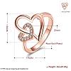 Romantic Heart Real Rose Gold Plated Brass Cubic Zirconia Finger Rings RJEW-BB08605-7RG-4
