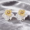Alloy Micro Pave Cubic Zirconia Flower Stud Earrings for Women WG3B3D7-01-2