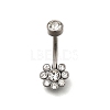 304 Stainless Steel Clear Cubic Zirconia Curved Barbell Belly Button Rings AJEW-D306-03P-06-2