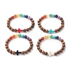 Gemstone & Natural Wood Beaded Stretch Bracelet for Women BJEW-JB09294-1