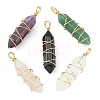 Natural Mixed Gemstone Copper Wire Wrapped Pointed Pendants PALLOY-JF02113-1