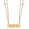430 Stainless Steel Cubic Zirconia Oval Pendant Necklaces JN1051A-1