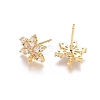 Brass Cubic Zirconia Stud Earring Findings EJEW-E257-02G-1