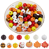 Painted Natural Wood Beads WOOD-SP0001-12-1
