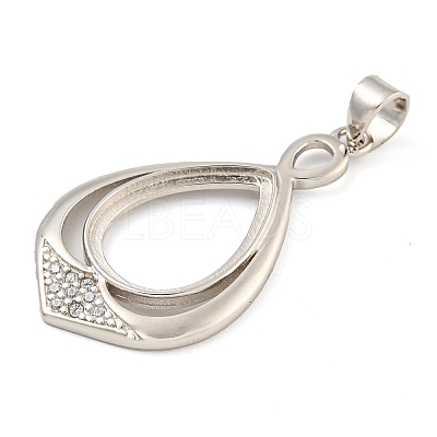 925 Sterling Silver Micro Pave Clear Cubic Zirconia Open Back Bezel Pendant Cabochon Settings STER-B005-25P-1