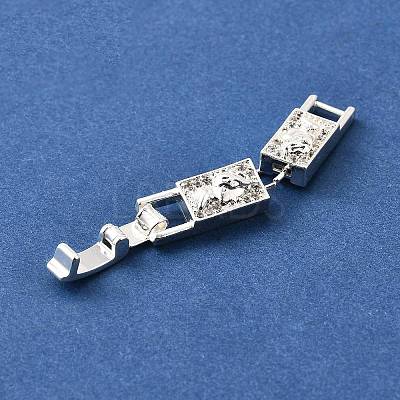 Brass Micro Pave Clear Cubic Zirconia Fold Over Clasps KK-R222-03S-1