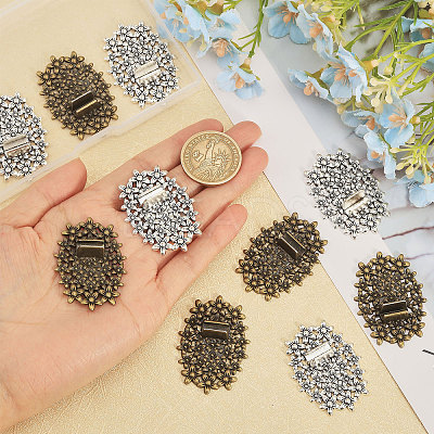 10Pcs 2 Colors Oval Floral Alloy Display Base ODIS-CA0001-17-1