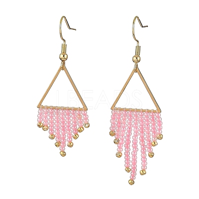 304 Stainless Steel Glass Tassel Dangle Earrings EJEW-MZ00828-1