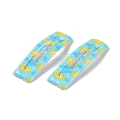 10Pcs 5 Colors Tartan Pattern Epoxy Resin Snap Hair Clip PHAR-P009-01B-1