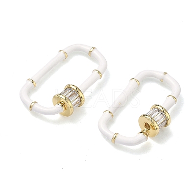 Oval Brass Micro Pave Clear Cubic Zirconia Locking Carabiner KK-H256-01G-04-1